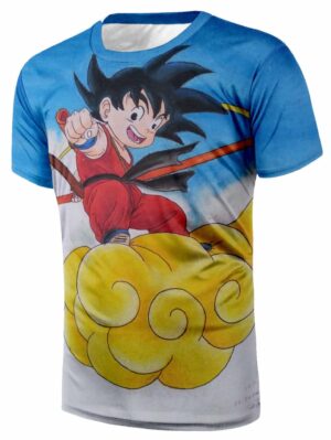 Dragon Ball Cute Goku Kid Ride Cloud Nimbus Simple Design T-shirt