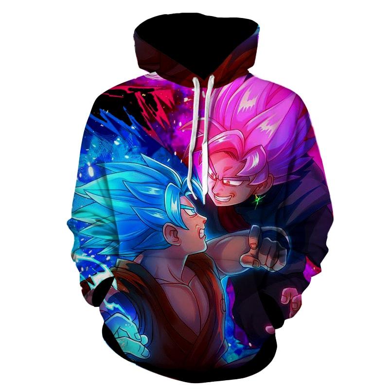 Dragon Ball Goku Blue VS Goku Rose Epic Fight Hoodie