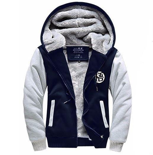 Dragon Ball Goku Cosplay Go Symbol Zipper Navy Grey Hooded Jacket - Saiyan Stuff - 1