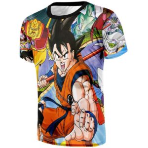 Dragon Ball Goku Super Saiyan Angry Fight Villain Vibrant Design T-Shirt