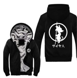 Dragon Ball Kid Goku Kanji Weapon Go Symbol All Black Hooded Jacket - Saiyan Stuff