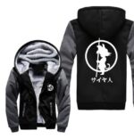 Dragon Ball Kid Goku Kanji Weapon Go Symbol Grey Black Hooded Jacket - Saiyan Stuff
