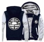 Dragon Ball King Kai Kanji Symbol Grey Navy Zipper Hooded Jacket - Saiyan Stuff