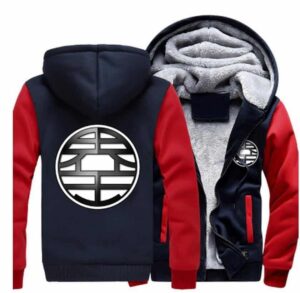 Dragon Ball King Kai Kanji Symbol Red Navy Zipper Hooded Jacket - Saiyan Stuff