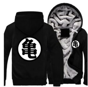 Dragon Ball Master Roshi Kanji Symbol All Black Zipper Hooded Jacket - Saiyan Stuff