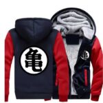 Dragon Ball Master Roshi Kanji Symbol Red Navy Zipper Hooded Jacket