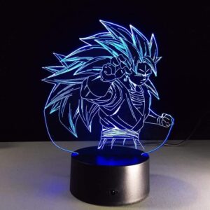 DBZ Serious Future Trunks Saiyan Armor Blue Aura DIY 3D LED Light Lamp