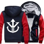 Dragon Ball Vegeta Saiyan Royal Crest Red Navy Zipper Hooded Jacket - Saiyan Stuff