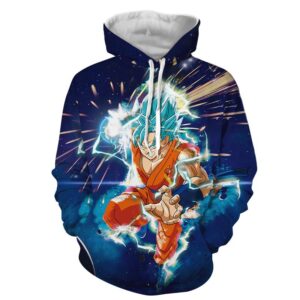 Dragon Ball Z Astounding Goku Blue Hair God Form Hoodie