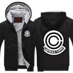 Dragon Ball Z Capsule Corp Black Stylish Zip Up Hooded Jacket