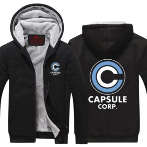 Dragon Ball Z Capsule Corporation Black Zip Up Hooded Jacket