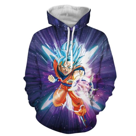 Dragon Ball Z Electrifying Goku Blue Hair God Form Hoodie