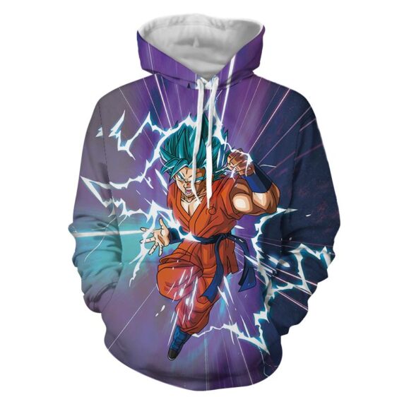 Dragon Ball Z The Terrifying Goku Blue Hair God Form Hoodie
