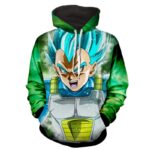 Dragon Ball Z Vegeta God Form In Blue Hair Green Hoodie