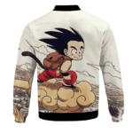 Flying Cute Kid Goku Cloud Nimbus Vintage Beige Bomber Jacket - back