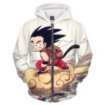 Flying Cute Kid Goku Cloud Nimbus Vintage Beige Zipper Hoodie