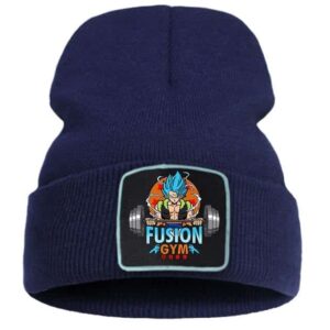 Gogeta Barbell Workout Fusion Gym Dark Blue Knitted Beanie