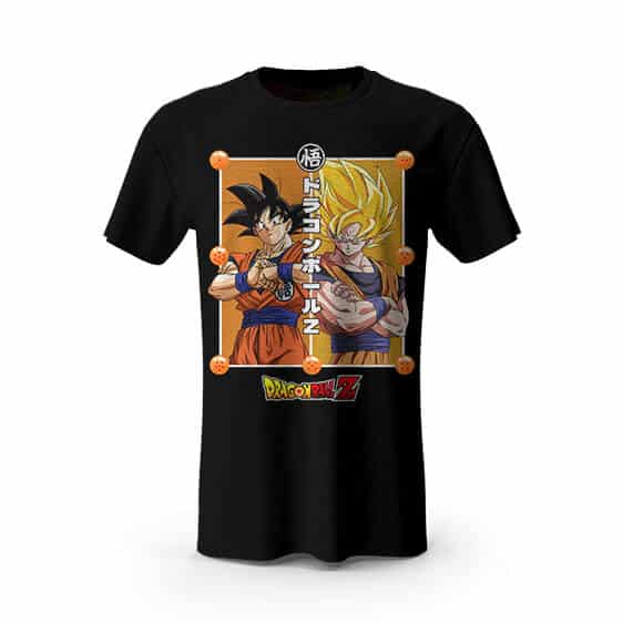 Goku Base & SSJ2 Form Portrait Art DBZ Shirt