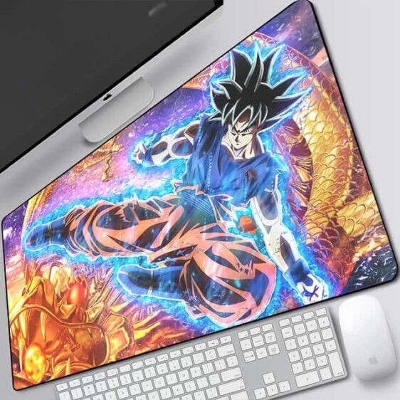 Goku Ultra Instinct Aura And Golden Shenron Gaming Mouse Pad