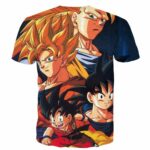 Goku Evolution from Kid to SSJ3 Transformation Dopest 3D T- Shirt - Saiyan Stuff