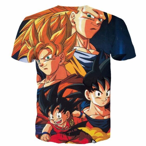 Goku Evolution from Kid to SSJ3 Transformation Dopest 3D T- Shirt - Saiyan Stuff
