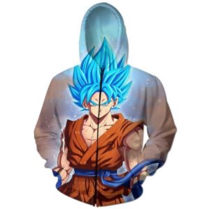 Goku Super Saiyan Blue SSGSS DBZ Zip Up Hoodie - Saiyan Stuff