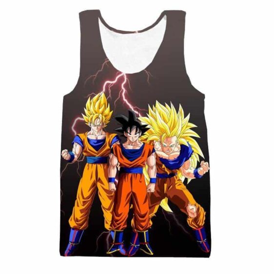 Goku Transformation Thunder Black Super Saiyan Full Print Tank Top - Saiyan Stuff