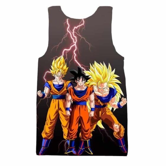 Goku Transformation Thunder Black Super Saiyan Full Print Tank Top - Saiyan Stuff