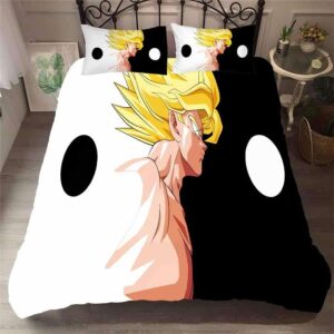 SSJ1 Son Goku Yin And Yang Black & White Bedding Set