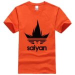 Dragon Ball Z Black Saiyan Adidas Parody Print Orange Shirt