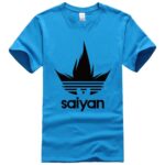 DBZ Black Saiyan Adidas Parody Print Light Blue T-Shirt