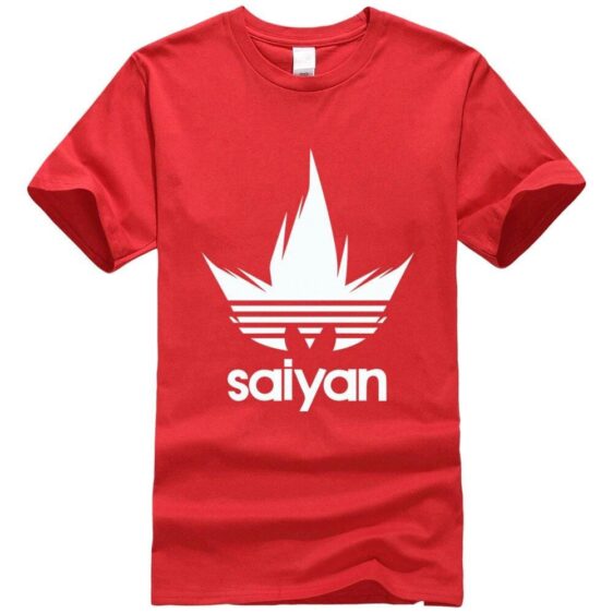 DBZ White Saiyan Adidas Parody Print Light Red T-Shirt