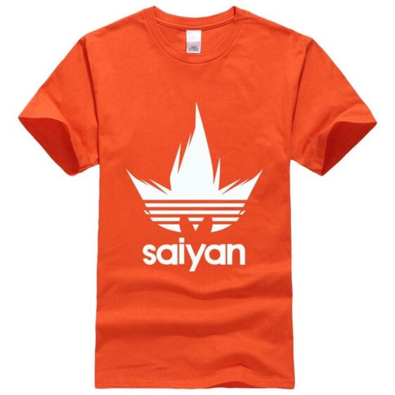 Dragon Ball Z White Saiyan Adidas Parody Print Orange Shirt