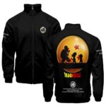 DBZ Master Roshi Goku Krillin Shadow Black Varsity Jacket