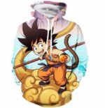 Happy Kid Goku Flying Cloud 3D Artwear Gorgeous Blue Sky 3D Hoodie - Saiyan Stuff