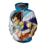 Happy Vegeta and Bulma Couple Flying in The Blue Sky DBZ 3D Hoodie