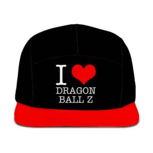 I Love Dragon Ball Z Design Black Red Cool Five Panel Cap