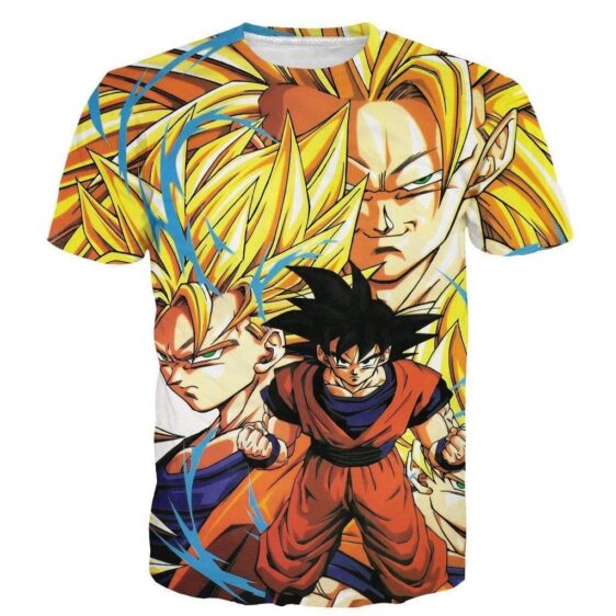 Kakarot Son Goku Forms Super Saiyan Transformation 3D T-Shirt - Saiyan Stuff