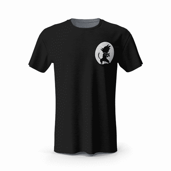 Kid Goku Kamehameha Form Silhouette Icon Black T-Shirt