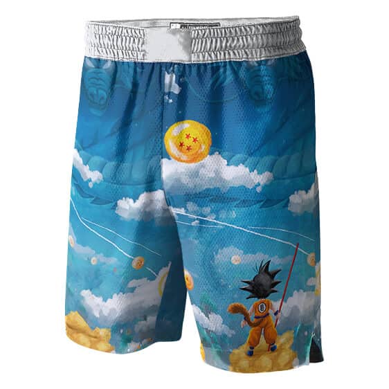 Kid Goku Shenron Nimbus Cloud Art Jersey Shorts