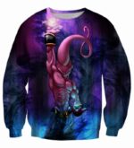 Kid Buu Spirit Ball Destruction Dark 3D Blue Crewneck Sweatshirt - Saiyan Stuff