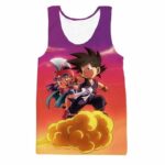 Kid Goku & Chichi Flying on Golden Cloud 3D Tank Top - Saiyan Stuff
