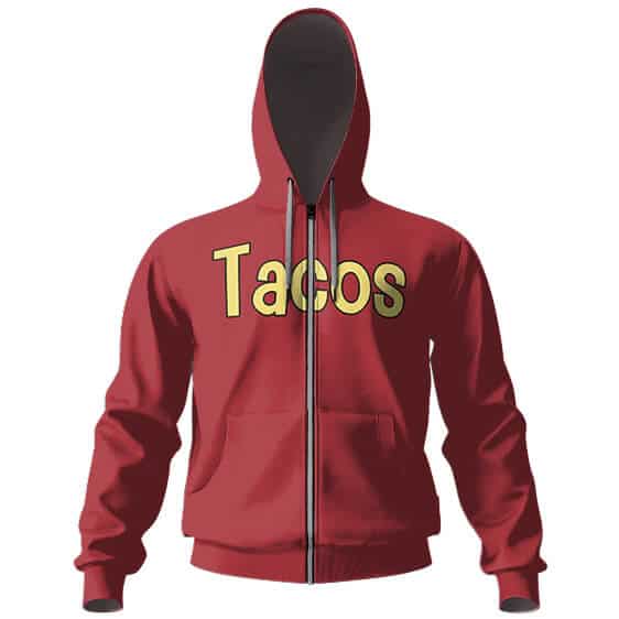 Krillin Tacos Icon Design Red Zip Up Hoodie