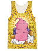 Majin Buu Buddha Holding Lollipop Yellow Tank Top - Saiyan Stuff