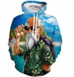 Master Roshi Beach Sea Summer 3D Blue DBZ Hipster Hoodie - Saiyan Stuff