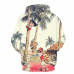 Palm Tree Cute Kid Goku Master Roshi Vintage Beige Hoodie - Saiyan Stuff - 2