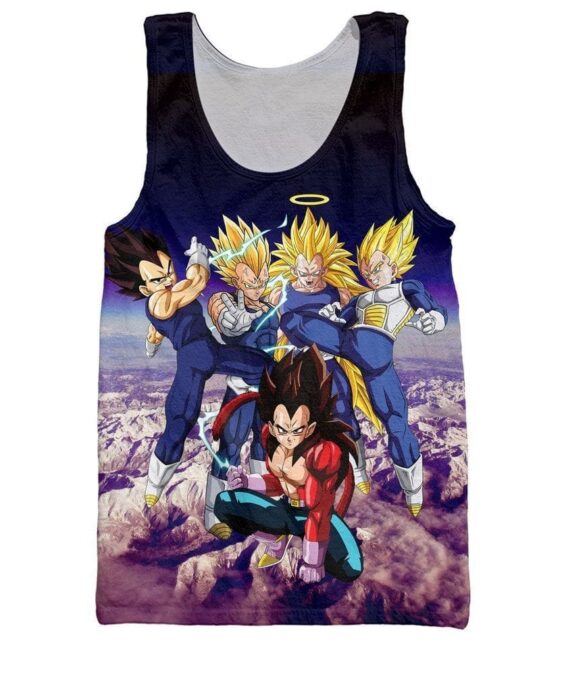 Prince Vegeta All Forms Super Saiyan Transformation 3D Tank Top - Saiyan Stuff