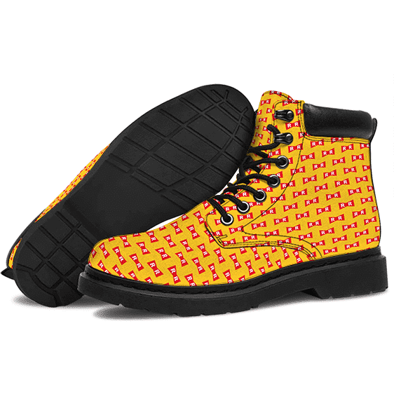Red Ribbon Army Logo Pattern Yellow All Weather Boots