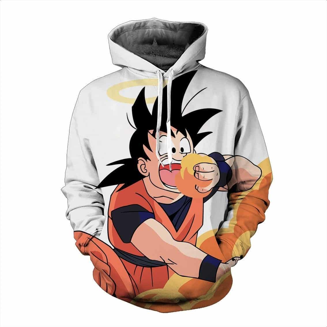 DBZ Angel Goku Funny Face Eating Another World Anime Trendy Hoodie