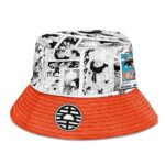 SSJ Son Goku Manga Strip White and Orange Cool Bucket Hat